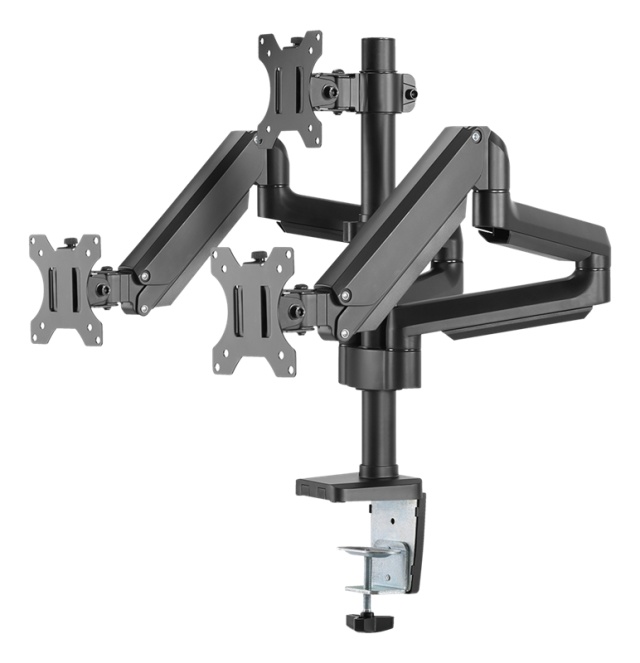 DELTACO Office, triple hydraulisk monitor-arm, 17"-27", 1,5-8kg,