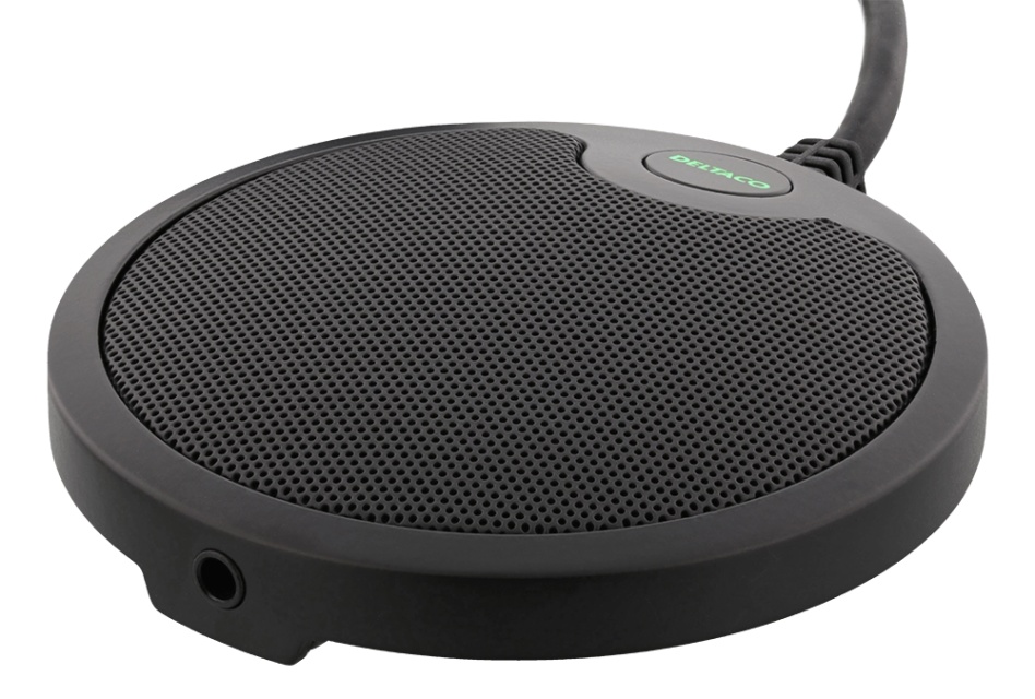 DELTACO Office konferencemikrofon med USB & 3,5mm lydport, VoIP, sort