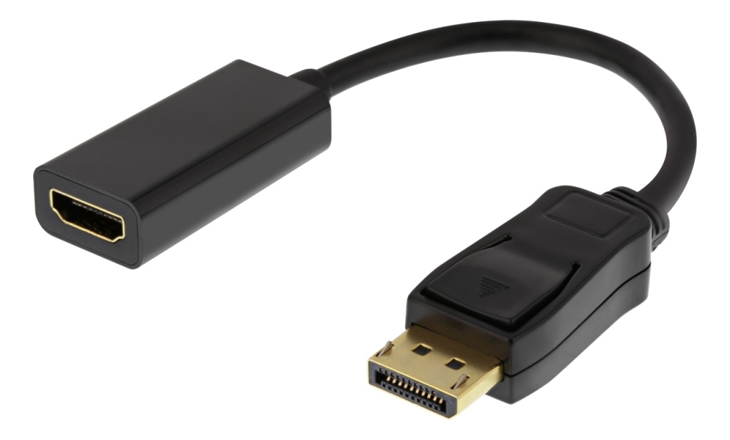 DELTACO DisplayPort til HDMI-adapter, 4K 60Hz, 0.2 m, Sort
