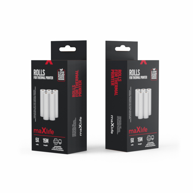 Maxlife Papirruller til termoprinter, 5 stk. x 3 m