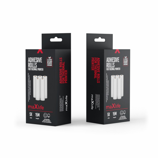 Maxlife Selvklæbende papirruller til termoprintere, 5 stk. x 3 m