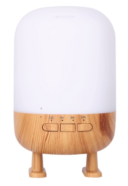 Luftfugter med højttaler og lampe, lyst trædesign