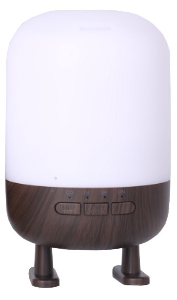 Luftfugter med højttaler og lampe, mørkt trædesign