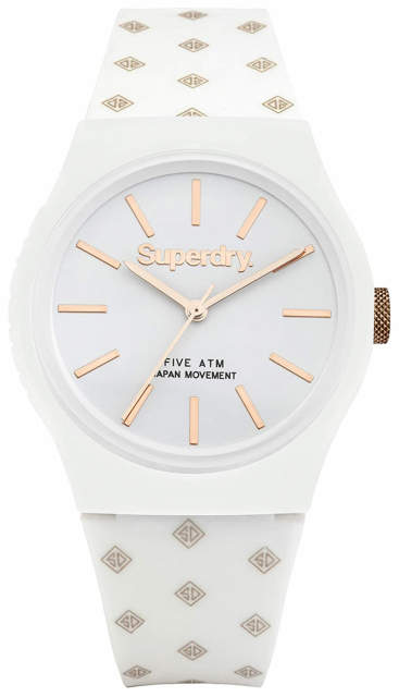 Superdry SDSYG166WRG - Ur 38 mm med 5 bar vandtæthed, hvid/guld