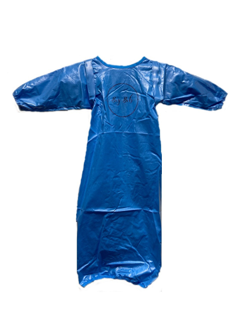 Praktisk langærmet hagesmæk, blå