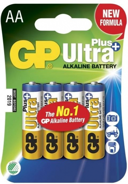 GP Ultra Plus Alkaline AA-batteri, 15AUP/LR6, 4-pak