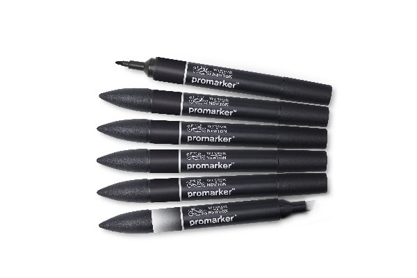 WINSOR Promarker set 6pcs (5pcs black+1pc blender)
