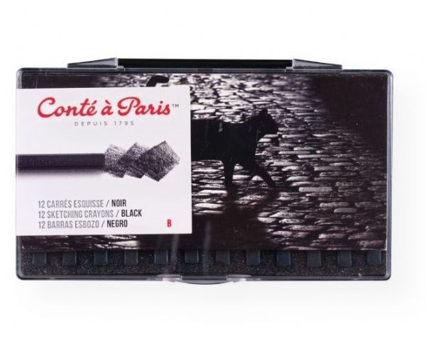 CONTE Black B Sketch Carre Crayon Cap In Plastic Box