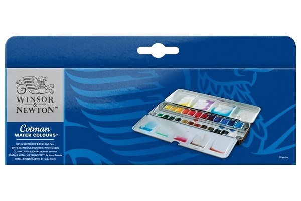 WINSOR Cotman watercolour sketchers metal box 24pcs ass