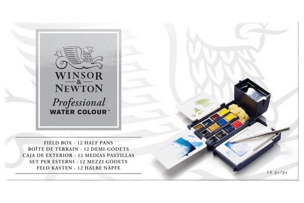 WINSOR Watercolour proff artists field box 12 x 1/2 pans