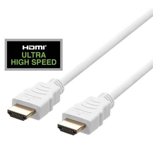 DELTACO ULTRA High Speed HDMI-kabel, 48 Gbps, 2 m, hvid