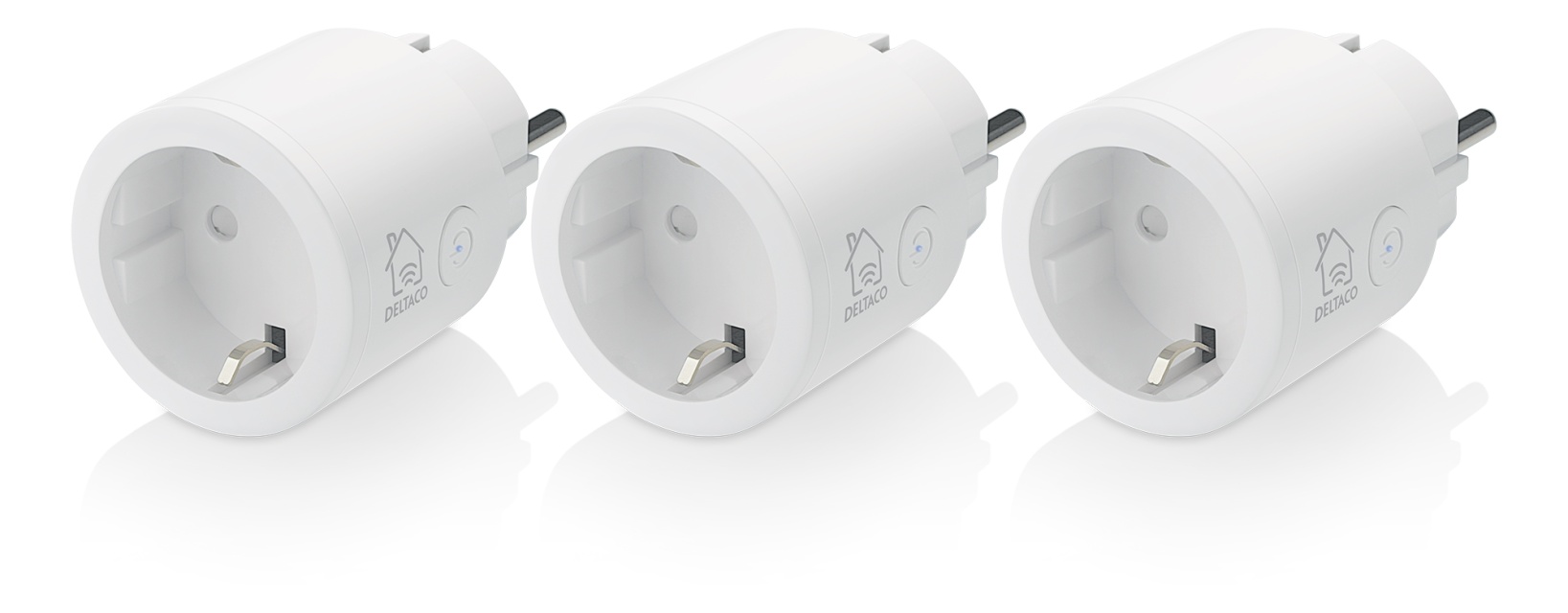DELTACO SMART HOME strömbrytare, WiFi, 1xCEE 7/3, 10A, timer, 3-pack