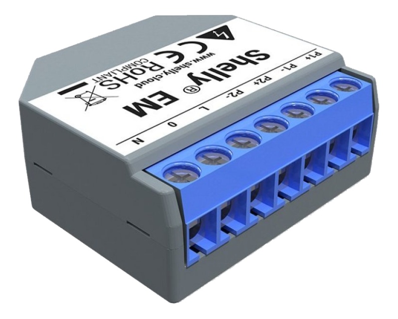 Shelly Effektmätare, WiFi, utgång kontaktor, Shelly EM (utan klämmor)