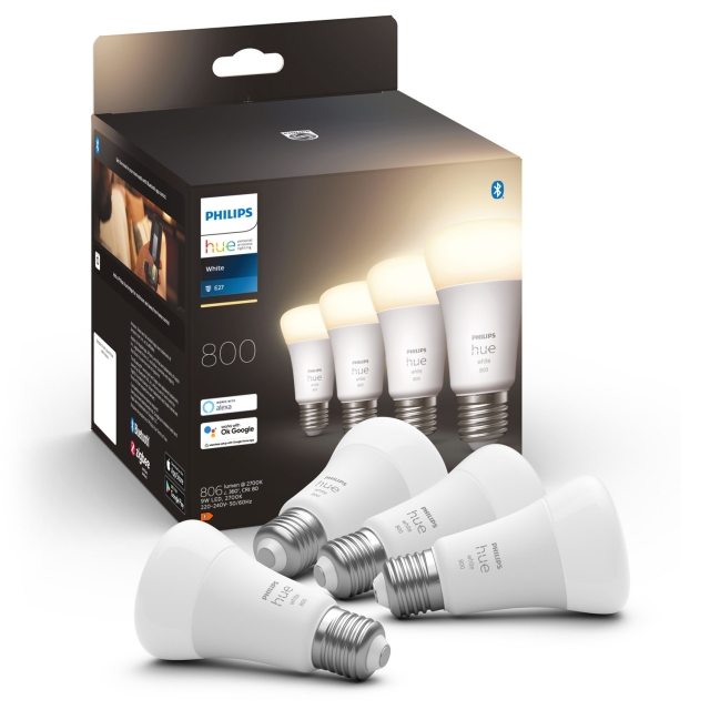 Philips Hue Hvid E27 A60 800lm 4-pak