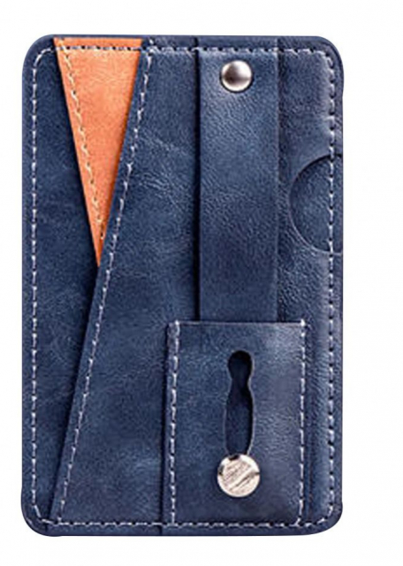 Stilfuld universalkortholder i PU-læder, blå