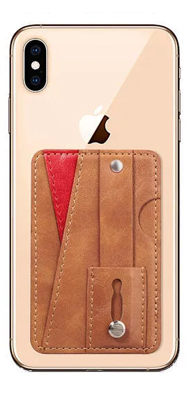 Stilfuld universalkortholder i PU-læder, brun