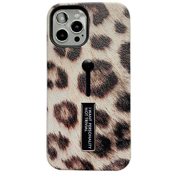 Fashion-etui med fingerholder - iPhone 12 Pro Max, Light Leo