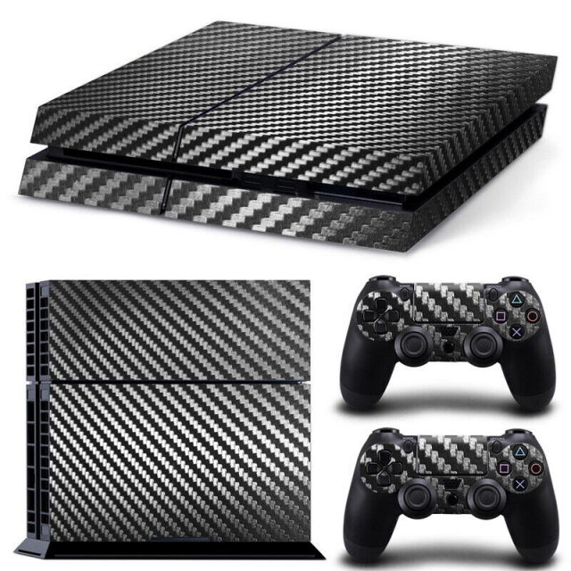 Kulfiberlignende PS4-skal, sort