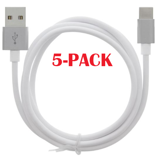 5-PACK Kabel USB-A - USB-C 2.4A, 1m, hvid