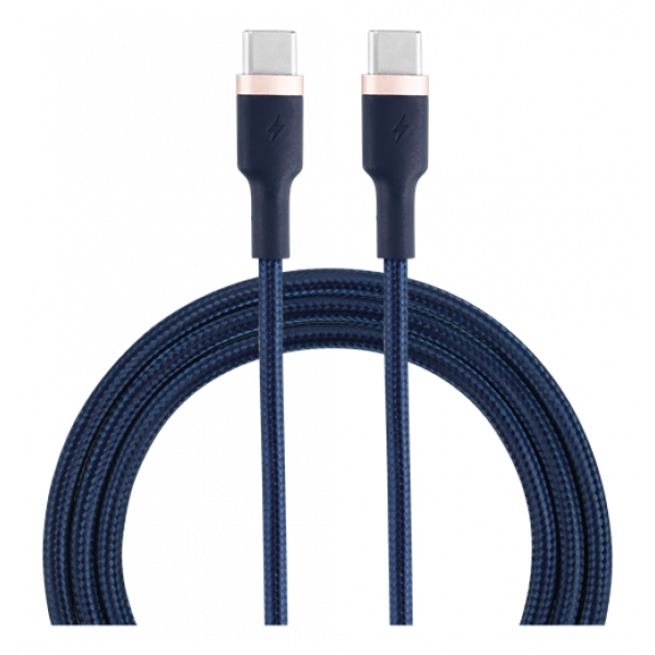 EPZI USB-C til USB-C-kabel, 60W, flettet, 1 m - marineblå