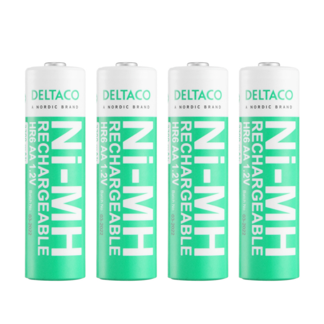 DELTACO Ultimate Ni-Mh genopladelig, LR6/AA størrelse, 2300mAh, 4-pak (SG)