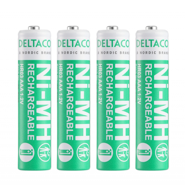 DELTACO Ultimate Ni-Mh genopladelig, LR03/AAA størrelse, 750mAh, 4-pak(SG)