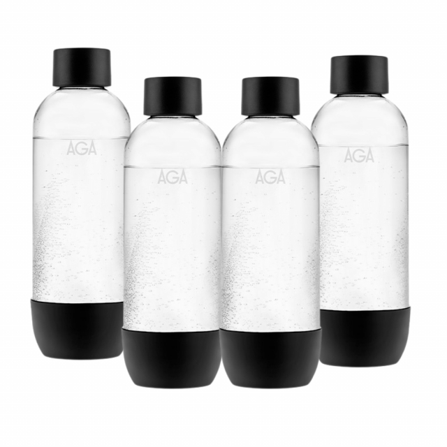 4-pack AGA AQVIA PET-flaska, 1L, Svart
