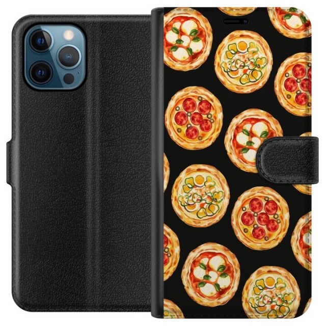 Tegnebogsetui til Apple iPhone 12 Pro med Pizza motiv