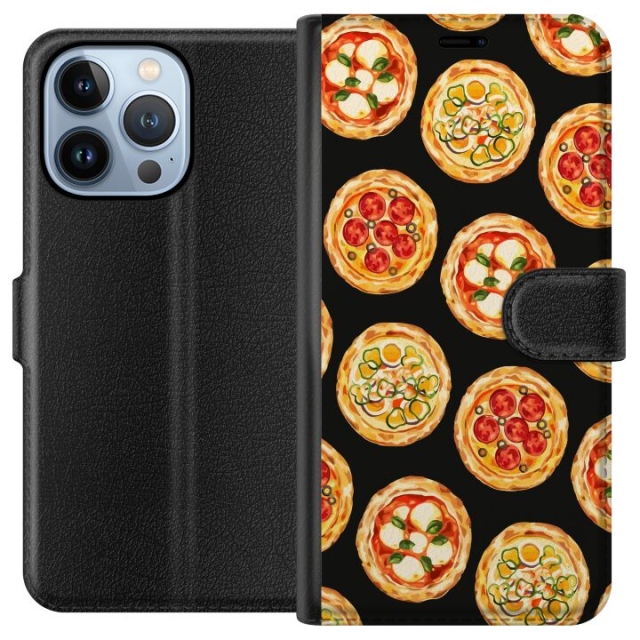 Tegnebogsetui til Apple iPhone 13 Pro med Pizza motiv