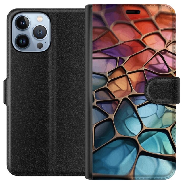 Tegnebogsetui til Apple iPhone 13 Pro Max med Metallict mønster motiv