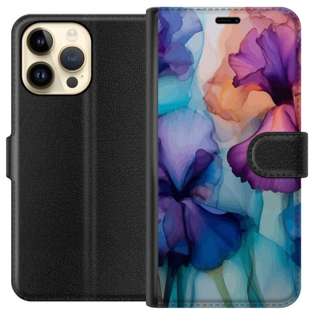 Tegnebogsetui til Apple iPhone 14 Pro Max med Magiske blomster motiv