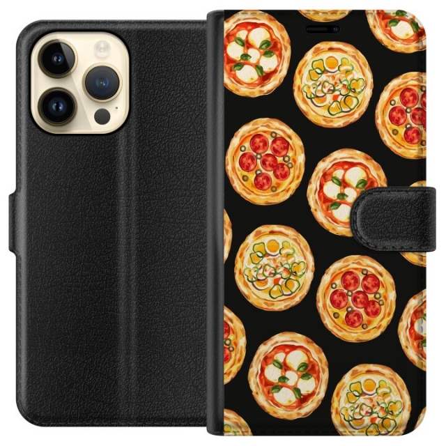 Tegnebogsetui til Apple iPhone 14 Pro Max med Pizza motiv