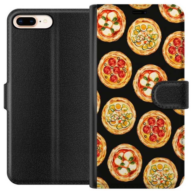 Tegnebogsetui til Apple iPhone 7 Plus med Pizza motiv