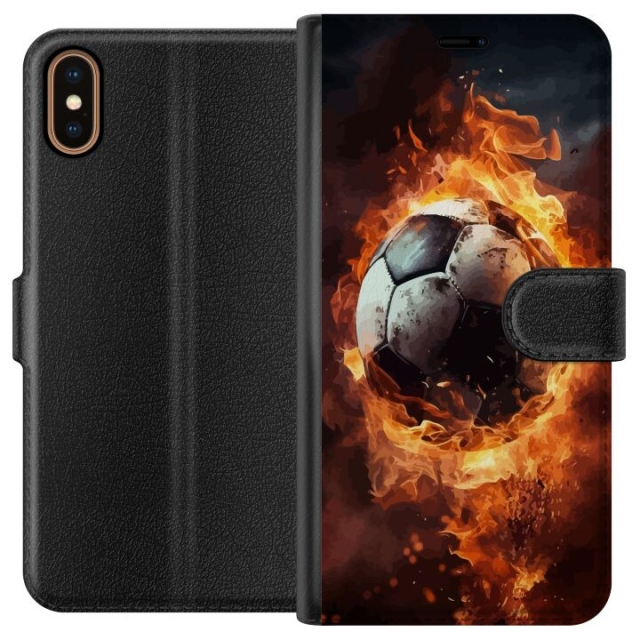 Tegnebogsetui til Apple iPhone XS med Fodbold motiv