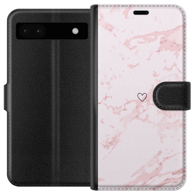 Tegnebogsetui til Google Pixel 6a med Rosa Hjerte motiv