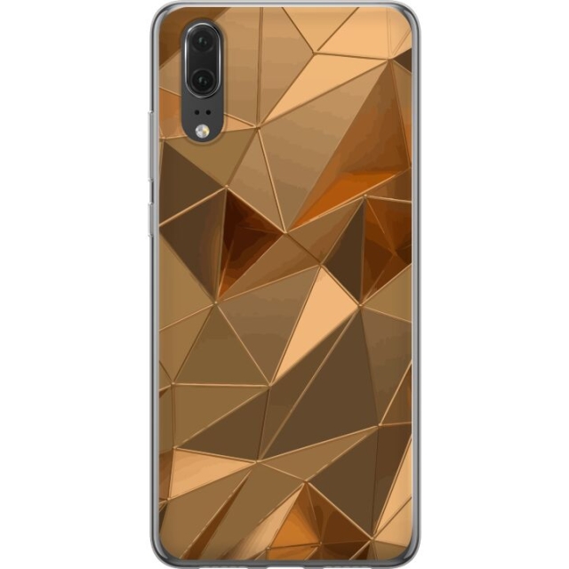 Mobilcover til Huawei P20 med 3D Guld motiv