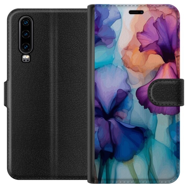 Tegnebogsetui til Huawei P30 med Magiske blomster motiv
