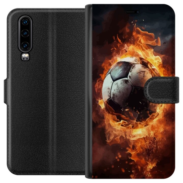 Tegnebogsetui til Huawei P30 med Fodbold motiv