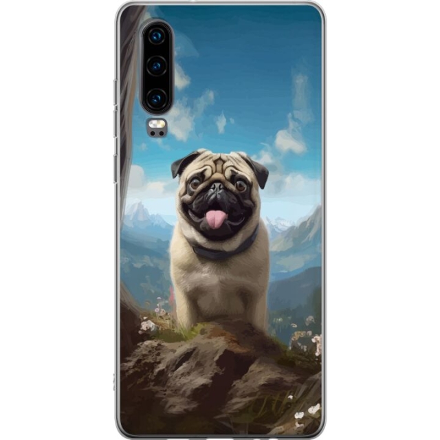 Mobilcover til Huawei P30 med Glad Hund motiv