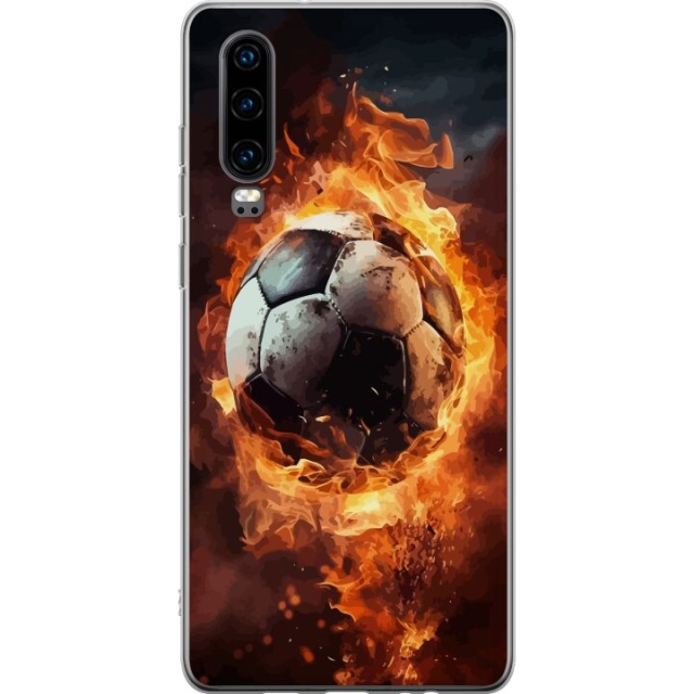Mobilcover til Huawei P30 med Fodbold motiv