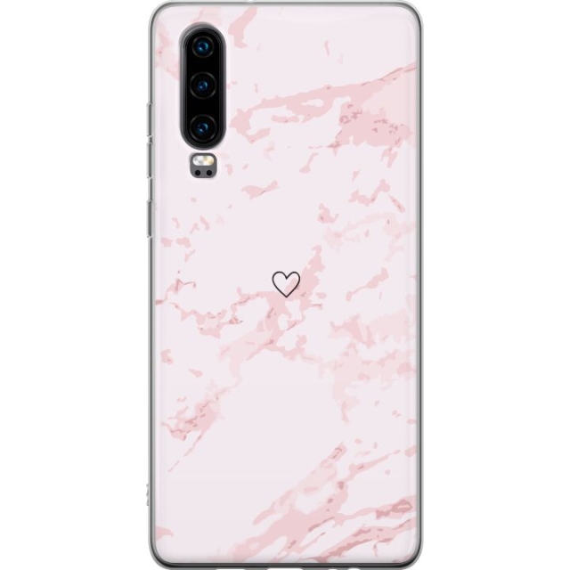 Mobilcover til Huawei P30 med Rosa Hjerte motiv