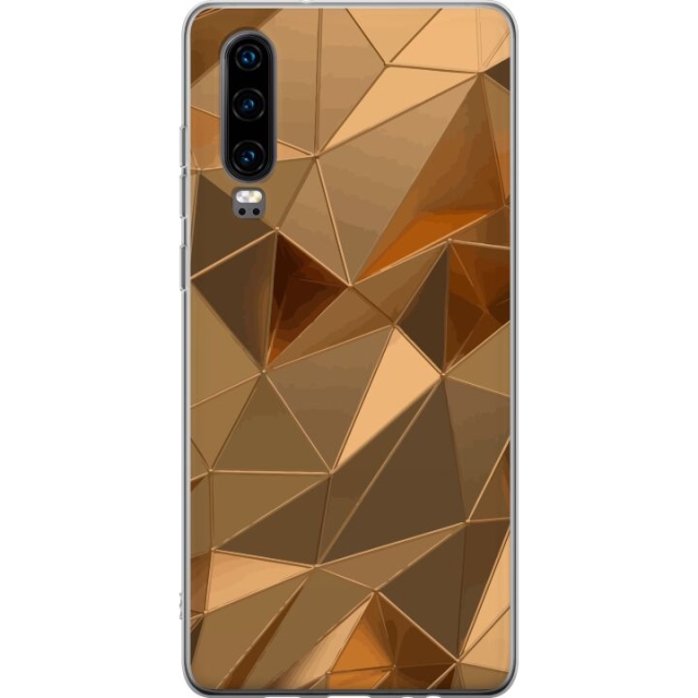 Mobilcover til Huawei P30 med 3D Guld motiv