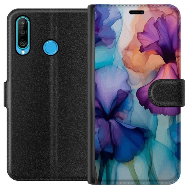 Tegnebogsetui til Huawei P30 lite med Magiske blomster motiv