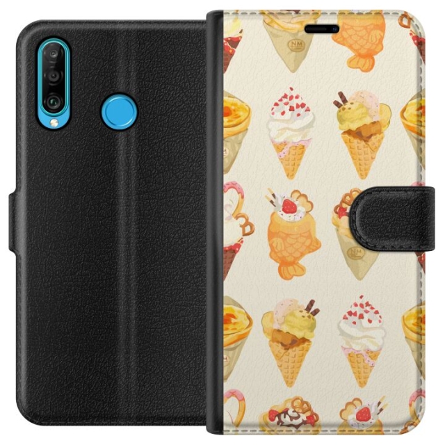 Tegnebogsetui til Huawei P30 lite med Glasagtigt motiv