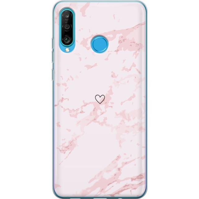 Mobilcover til Huawei P30 lite med Rosa Hjerte motiv