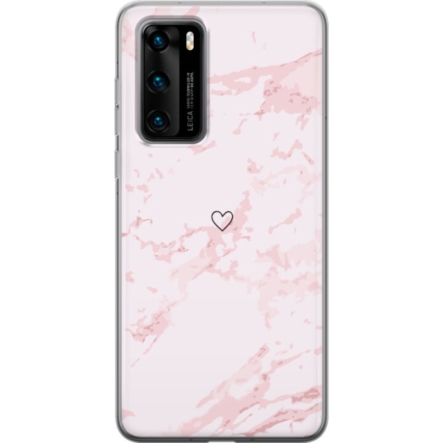 Mobilcover til Huawei P40 med Rosa Hjerte motiv
