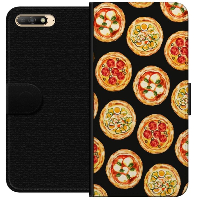 Tegnebogsetui til Huawei Y6 (2018) med Pizza motiv