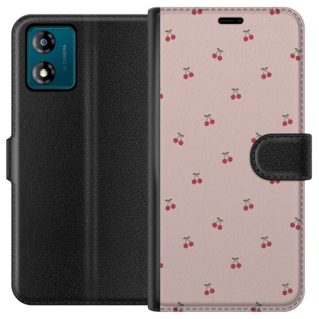 Tegnebogsetui til Motorola Moto E13 med Kirsebær motiv