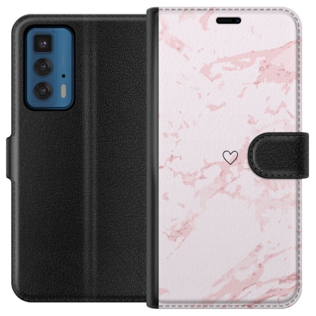 Tegnebogsetui til Motorola Edge 20 Pro med Rosa Hjerte motiv