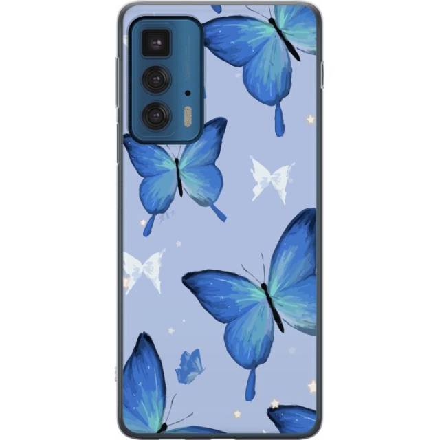 Mobilcover til Motorola Edge 20 Pro med Blå sommerfugle motiv